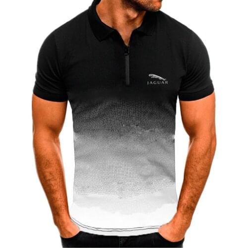 Jaguar 2021new mens shirt slim fit jogging fitness quick-drying mens street art short-sleeve shirt mens printed clothing A+10