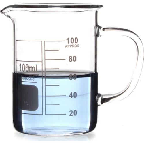 100ml Glass Beaker Mug Cup With Handle 3.3 Borosilicate Glass Lab Glassware Clear And Thick Welcome To Compare Other Sellers