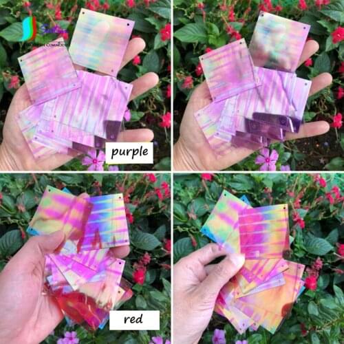 Home Curtain Bag Clothes Sew Wedding Decorate Accessories 50mm Large Symphony Red Purple 4-holes Square Sequins 500g A0277L