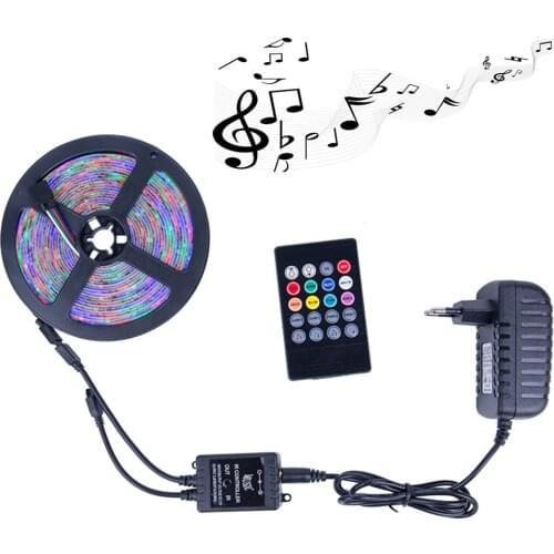 LED Strips Light 300LED 2835 SMD Music Rhythm Sound Activated LED IP65 RGB 12V Control use for Party Wedding Holiday Kids Car