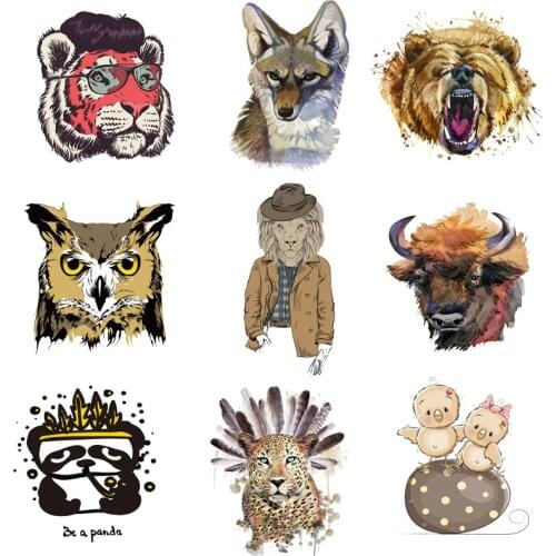 Iron-on Transfers for Clothing Ironing Patches Thermo Stickers Rock Diy Animals Appliques Patch Fusible Vinyl Adhesive Stripe C