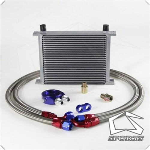Universal 28 Row 10 AN Racing Oil Cooler Tank Aluminum + Filter Adapter Hose Kit