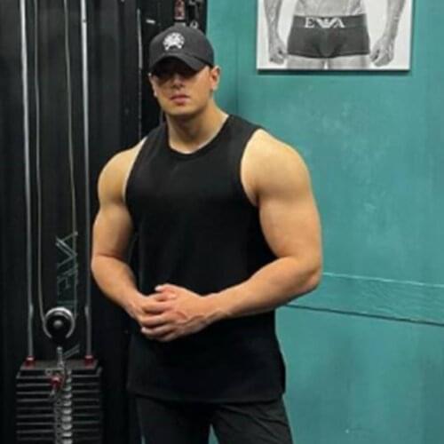 You can add your own logo) Bodybuilding Tank Top MenGyms Workout Fitness Black White Sleeveless Running fashion Casual Vest