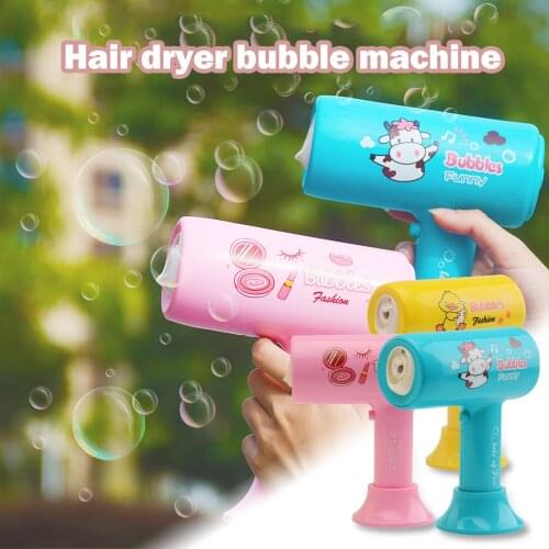 Funny Magic Bubble Blower Machine Hair Dryer Operate Easily Indoor Outdoor Bubble Maker Toy W/ 23ml Bubble Solution