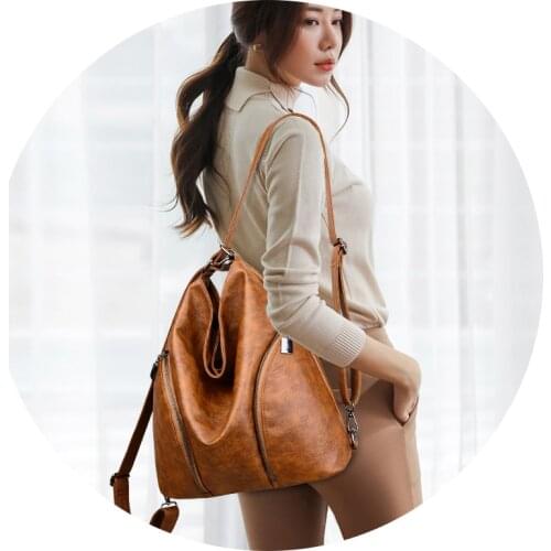 Female Leisure Nubuck Convertible Handbag Top-Handle Bags Retro Shoulder Bag 2021 New Pu Women Leather Shoulder Bag