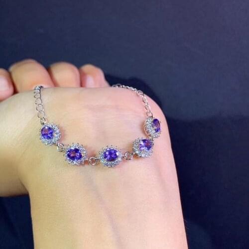 Ladies new natural tanzanite bracelet 925 silver two-color electroplating craft bracelet simple atmosphere fashion trend