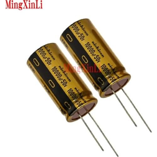 2PCS NICHICON FW 10000UF 50V 25X50MM audio Electrolytic Capacitor 50V10000uF filter amplifier 50V 10000UF UFW1H103MRD