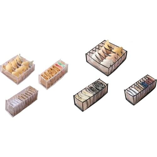 3Pcs/Set Underwear Bra Socks Panty Storage Boxes Organizers Wardrobe Closet Home Organization Drawer Dormitory