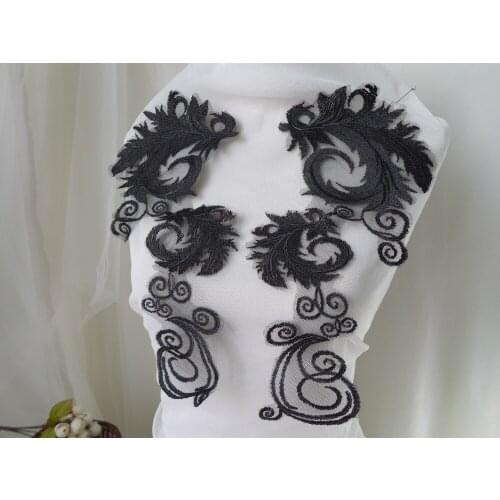 5 Pairs Beautiful Wedding Lace Applique Ivory White Black Red Embroidery Flower Collar Sewing Trims Fabric Lace Accessories