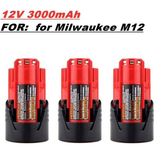 For Milwaukee 10.8-12V Rechargeable 3.0Ah M12 Battery for Milwaukee M12 XC Cordless Tools 3000mAh 12v battery 48-11-2401