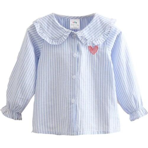 Girls blouses Spring autumn Baby Cotton Shirts striped Kids Sleeve Tops Girls Blouse Casual Fashion Clothing 2t-9 years
