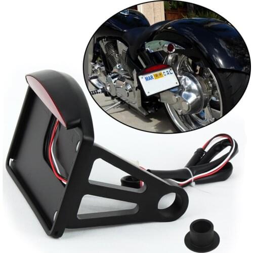 Motorcycle Side Mount License Plate Number Frame Bracket Tail Light For Harley Customs Choppers with 1" or 3/4" Back Axle