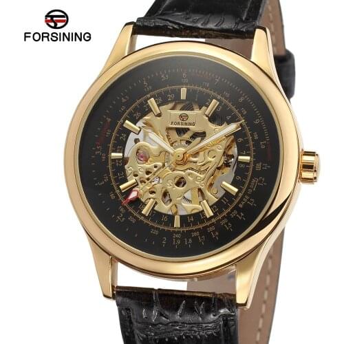 Fashion FORSINING Luxury Top Brand Men Leather Mechanical Wristwatches Automatic Self-hand Mens Watch Gifts Relogio Masculino