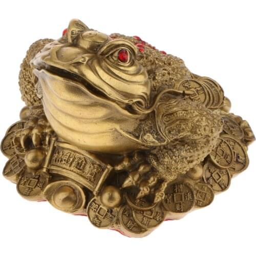 Feng Shui Toad Money LUCKY Fortune Wealth Chinese Golden Frog Toad Coin Home Shop Decoration