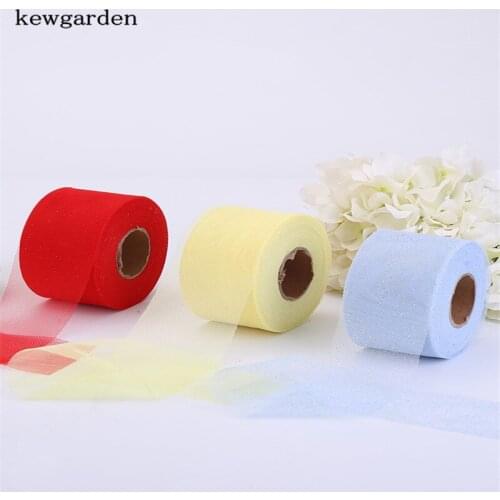 Kewgarden Wholesale 60Mm 6cm Glitter Mesh Ribbons Handmade Bowknot Voile Ribbon DIY Accessories 50 Yards