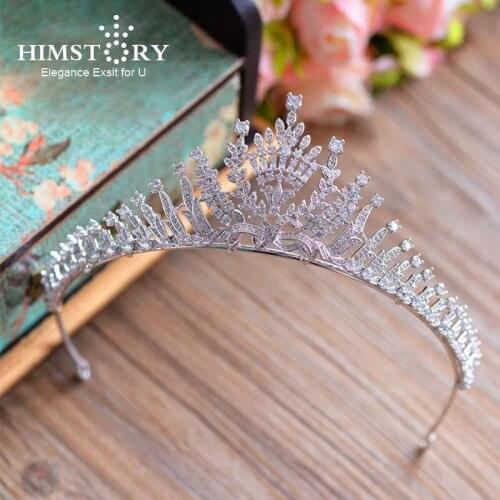 Full Clear AAA Cubic Zirconia Hair Crown Queen Coronet Brides Wedding Prom Princess Hair Tiaras Crown Bridal Hair Jewelry