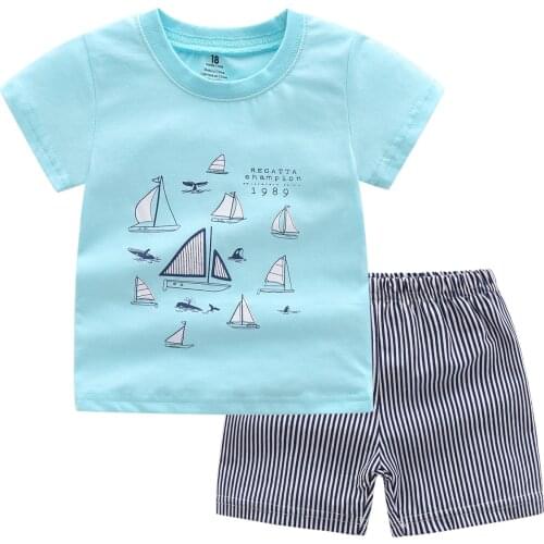Regatta Champion Baby Boy Clothes Suit Summer T-Shirts Shorts Pants 2-Pieces Sets Sailboat Outfits Cotton Sets Tops Jumpsuits