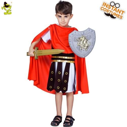 Boys Roman Fighter Costumes Carnival Party Brave Warrior Outfits Kids Classical Roman Fighter Role Play Costume for Children
