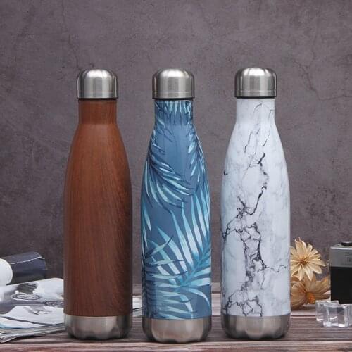 Creative Wood Stainless Steel Coke Bottle Water Bottle Vacuum Large Vacuum Mug Outdoor Sports Water Bottle Drinking Bottles