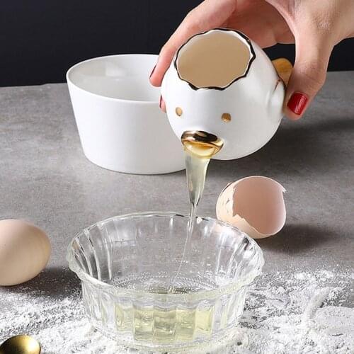 Creative Cartoon Chicken Egg Yolk White Separator Ceramics Ceramic Cartoon Chick Egg Separator Cooking Kitchen