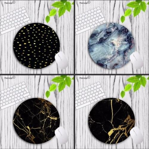 Mairuige Gold And Black marble Round Mouse Pads Non-Skid Desk Rubber Mouse Pad Game Mouse Pad office MousePad 20X20CM 22X22 CM