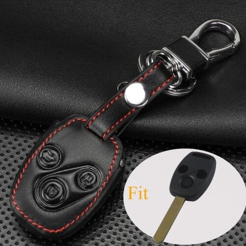 Kutery 3 Buttons Leather Remote Car Key Case Cover For Honda CR-V Fit Pilot Honda Accord Civic Car Key Styling Accessories