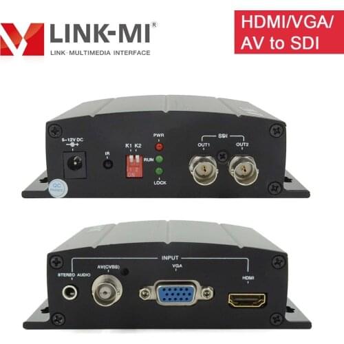 LINK-MI SC5325 HDMI/ VGA/AV to SD/HD/3G SDI Converter 1x2 splitter SDI Multi function converter Resolution 1080P BNC to SDI