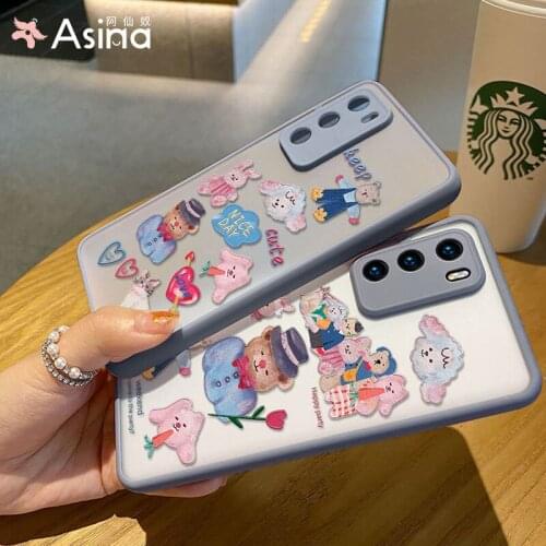Matte Transparent Case For Huawei P40 P30 Mate20 Lite 30 40 Nova 3i Cute Cartoon Cover Bumper For Huawei Honor 20 Funda Capas
