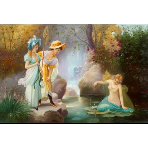 Custom mural 3d photo wallpaper European-style character oil painting pond playing in the living room wallpaper for walls 3 d