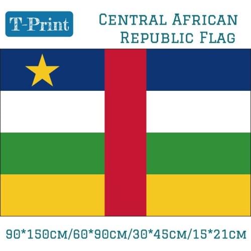 New Fashion 60*90cm/90*150cm/30*45cm/15*21cm Central African Republic Flag Polyester Flag 3X5 Feet Office Decoration