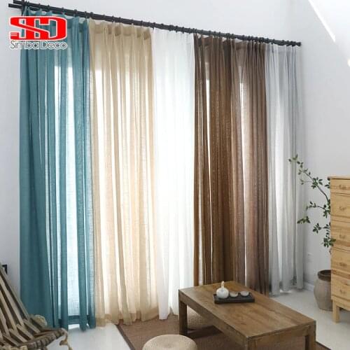 Solid Cotton Flax Tulle Sheer Window Curtains for Living Room the Bedroom Modern Tulle Voile Organza Curtains Fabric Drapes