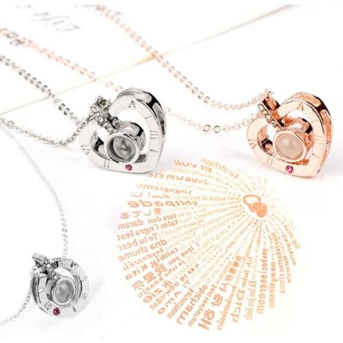 100 Languages I Love You Projection Necklace Womens Choker Fashion Romantic Jewelry Pendants Necklaces