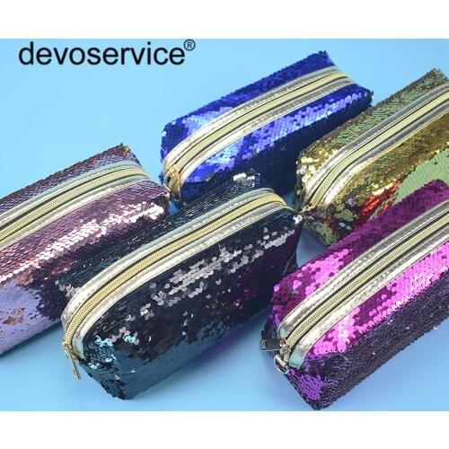 Color Changing Reversible Sequins Mermaid Pencil Bags for Girls Magic Pencil Cases For Children School Office Storage Organizer