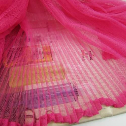 Pleated organ plait cloth Net net yarn fabric is plain color pure color Mei red 0.5(pleated 0.5m)