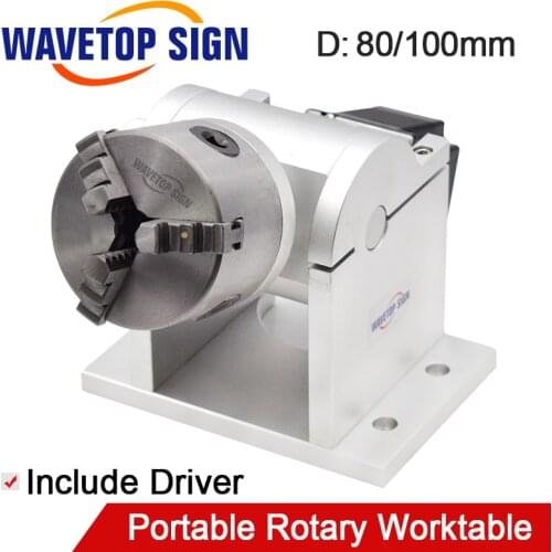 Portable Laser Marking Machine Rotary Worktable Claw 80mm 100mm +Driver DM542 Chuck Rotating Table Small Size and Light Weight