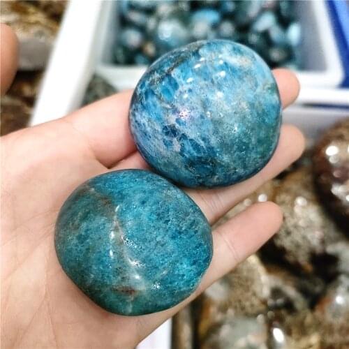 80-100g Natural Blue Apatite Palm Stone Raw Gemstone Crystal Meditation Healing Energy Mineral 1pc