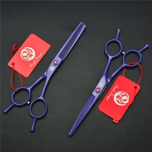 2Pcs 1012Z 5.5'' 16cm Purple Dragon Hairdressing Scissors Japan 440C Cutting Thinning Shears Professional Human Hair Scissors