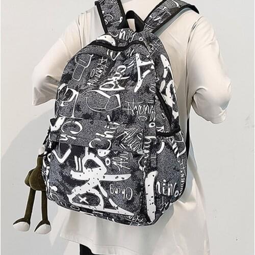 Letter Pattern Backpack for Women Anti Theft Bagpack Teenagers Girls Nylon Bookbag Fashion Ladies Backpack Casual Female Mochila