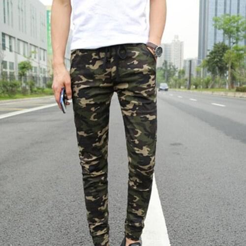Jogger Pants Men Sporty Camouflage Color Pockets Waist Drawstring Long Skinny Cargo Pants Comfortable Trousers Camo Joggers 2021
