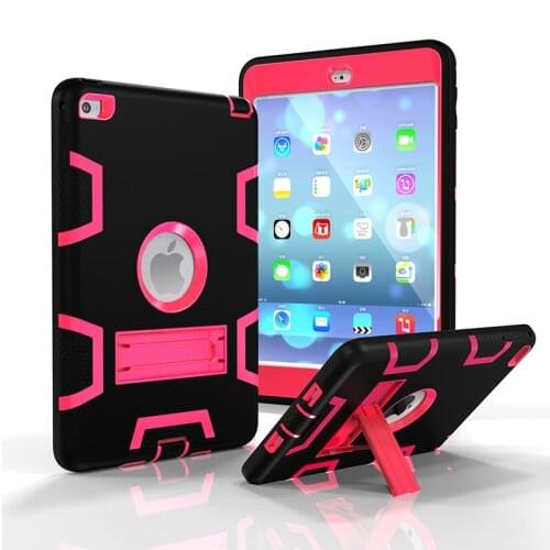 Silicone +PC Rugged Hard Back Case Kids Safe Cover with Kickstand for Apple iPad Mini 4 A1538 A1550 Tablet+Stylus