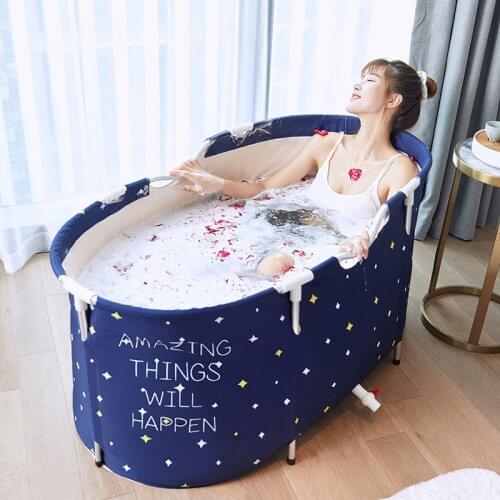 Nordic Style Foldable Bathtub Portable Waterproof Thickened Adult Family Spa Bathtubs Large Size Household Bathing Bucket