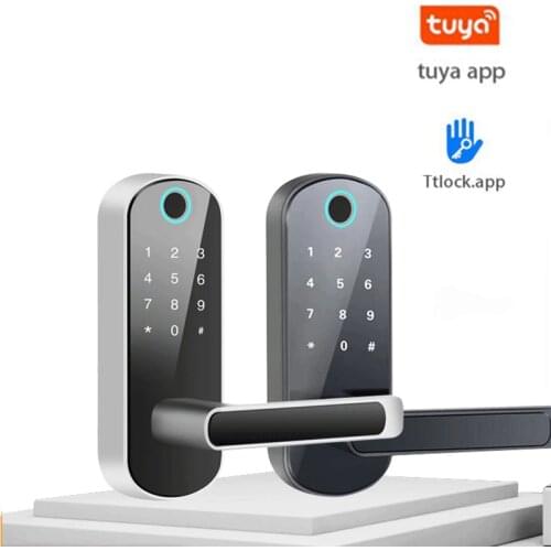 Bluetooth Fingerprint Touchscreen Password Smart Lock Anti-peep Code Adjustable Handle Works with iOS and Android