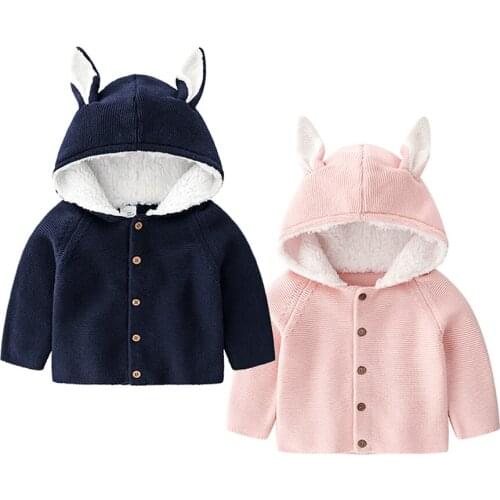 Newborn Baby Boys Girls Knit Sweater Clothing Winter Knitted Costume Sweater Toddler Kids Hooded Coat Cute Outfit Rabbit Clothes