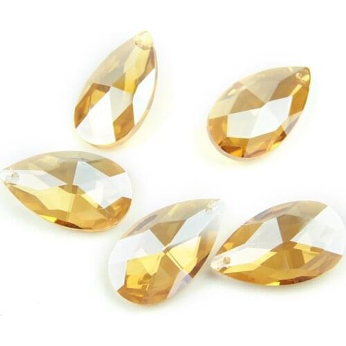 38mm-76mm Gold Champagne Crystal Chandelier Almond Part Pendant Glass Trimming Parts Ornament Crystal Prism For Wedding