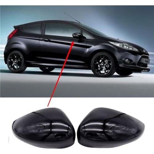 1 Pair Black Left & Right Car Wing Door Rear View Rearview Mirror Covers Cap Trim Case For Ford Fiesta Mk7 2008-2017
