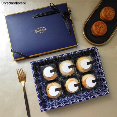 10pcs Luxury 80g Square Moon Cake Mooncake Packaging Box Container Holder Gift Bags Portable Handbags Party Favors Puff Box