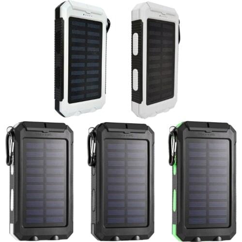 20000mAh Portable Outdoor Solar Power Bank, Solar Charger Camping External Backup Battery Pack with LED Light Waterproof