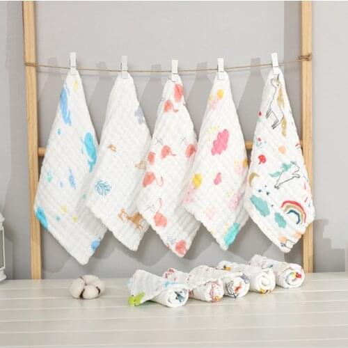 5pcs/Lot Baby Handkerchief Square Fruit Pattern Towel 28x28cm Muslin Cotton Infant Face Towel Wipe Cloth Baby Stuff for Newborns