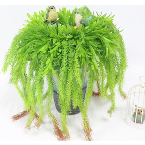 5 branch green artificial plant pine bouquet real touch artificial plastic water grass plant wall hanging home table decoration