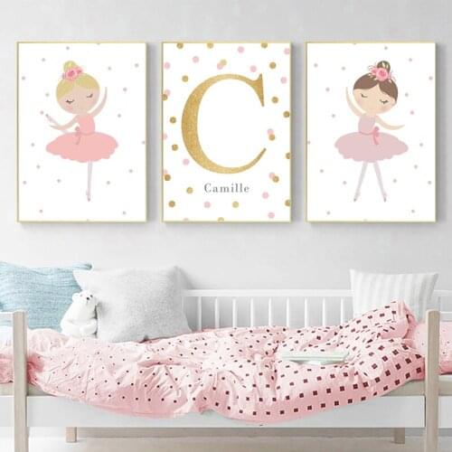 5D Diamond Painting Posters Nursery Wall Poster Dancing Girl Wall Art Diamond Embroidery Custom Name Cross Stitch Kit Gift